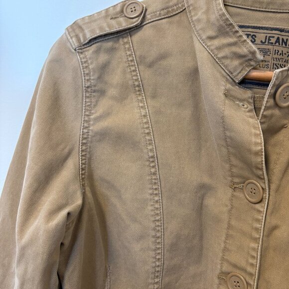 Roots Cargo Military Button Up Lightweight Jacket 90s Brown Size M - Picture 6 of 10